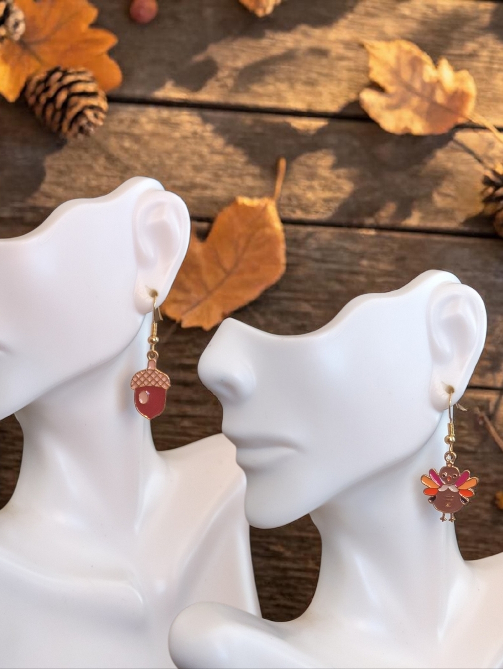 Fall Acorn and Turkey Dangle Earrings